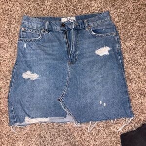 Free People Denim Distressed Skirt